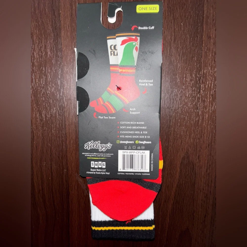 KELLOGG’S CORN FLAKES SWAG CREW SOCKS NWT MEN’S SHOE SIZE 8-13